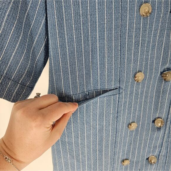 Anthropologie Maeve Blue Striped Long Blazer Jacket S - Picture 4 of 9
